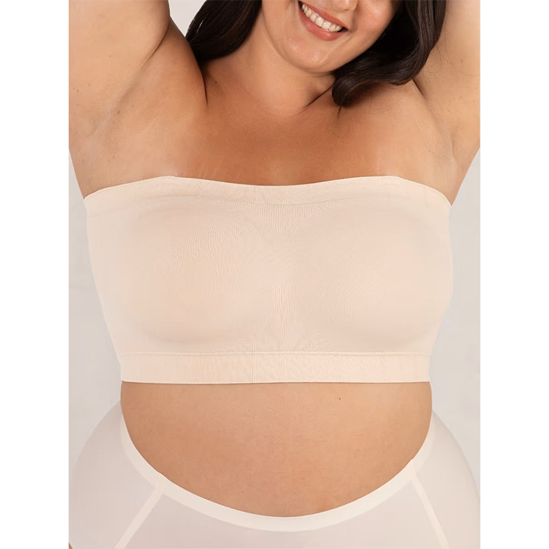 Plus Size Wireless Strapless Bra, Comfortable Fixed Cup with Detachable Straps